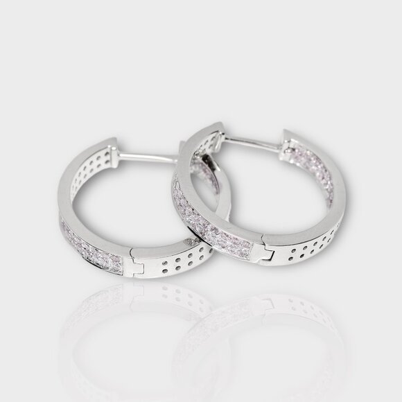 Diamond Round Earrings - Picture 3 of 5